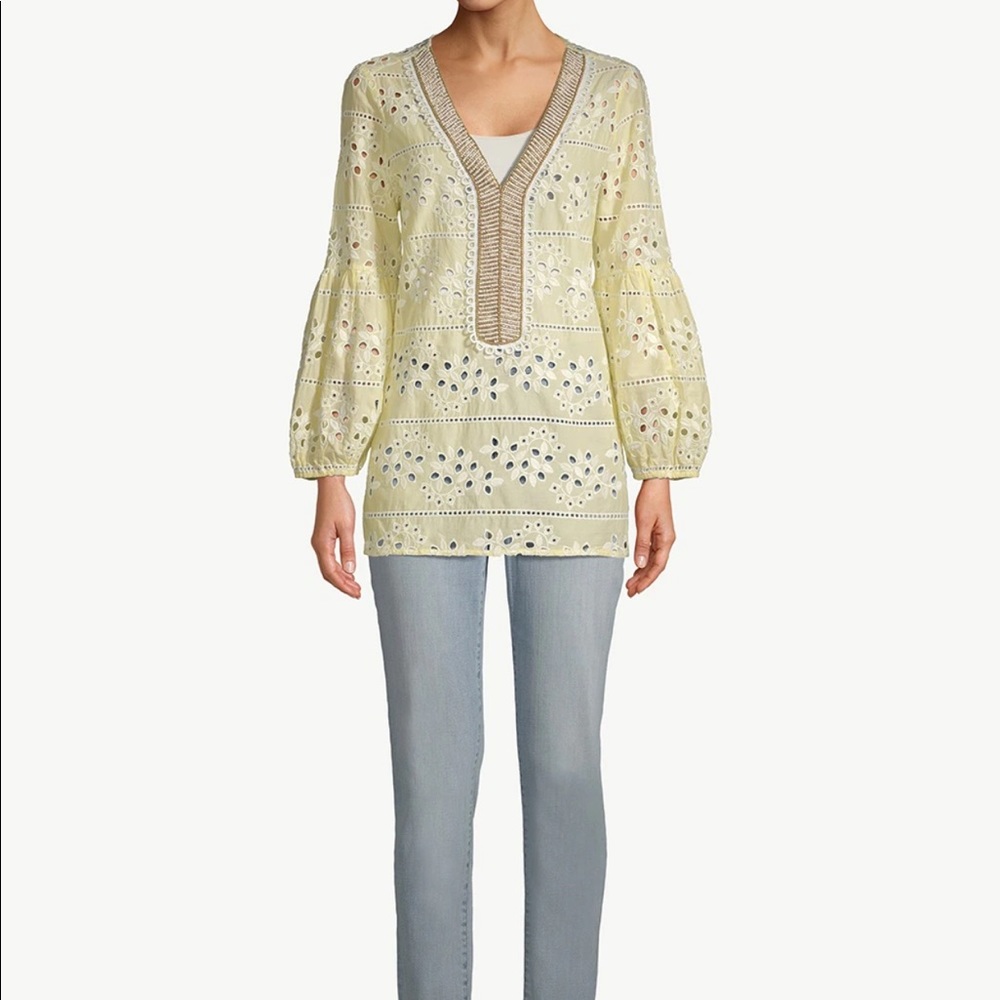 NWT Chico’s Embelished Eyelet Top Size 3